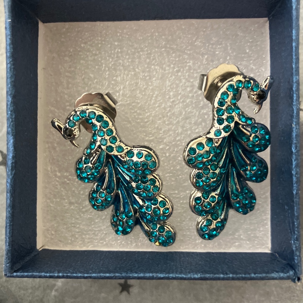 Blue Peacock Earrings